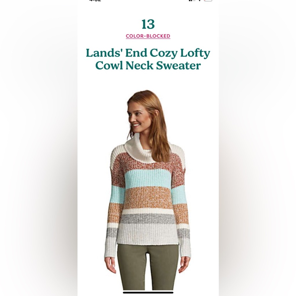 Lands End Cozy lofty‎ Cowl Neck Sweater. Worn 1-2x